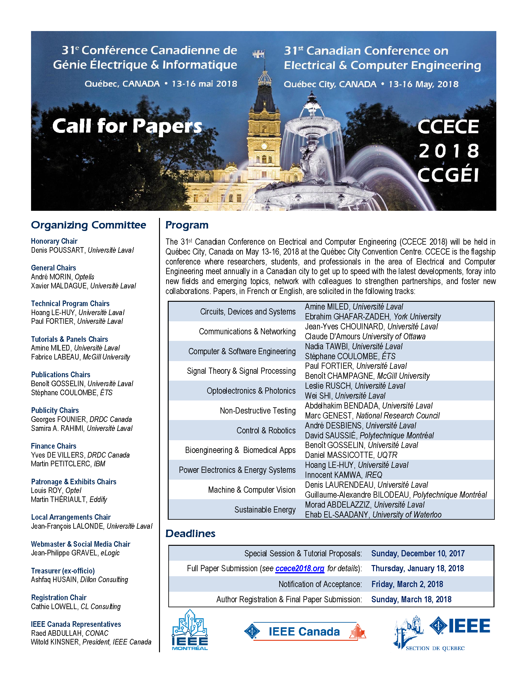 CCECE 2018 Call for Papers